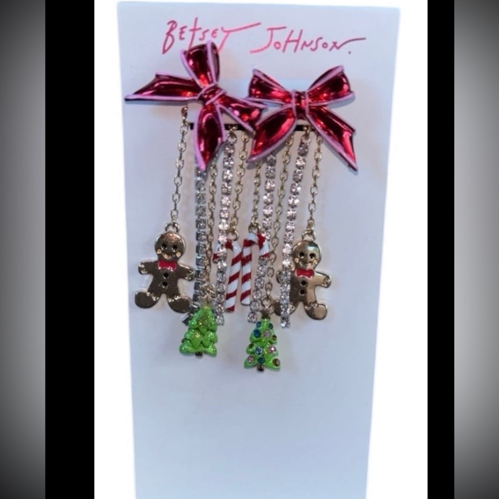 BETSEY JOHNSON Christmas 2 in 1 Multiple Holiday Charms Earrings NEW NWT